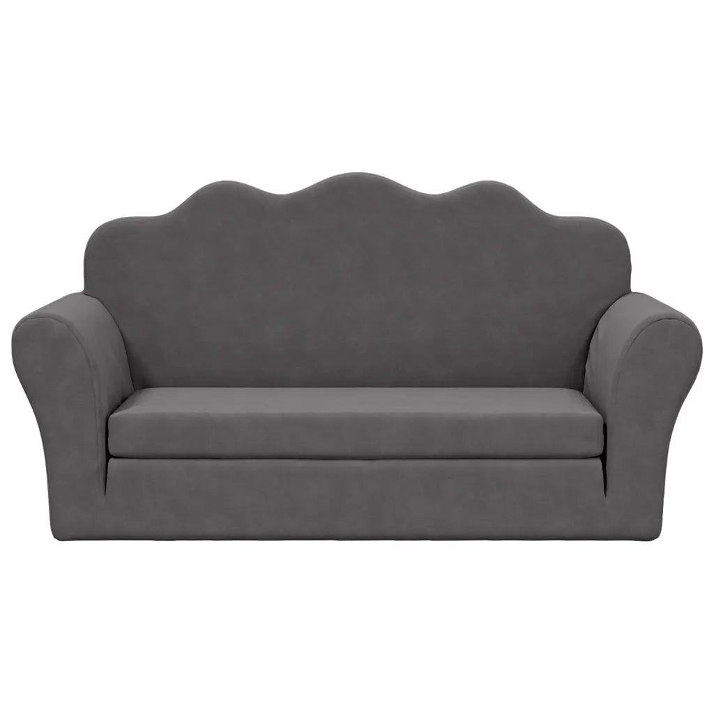 Divano letto | Sof¨¤ letto | Letto singolo per Bambini a 2 Posti Antracite in Morbido Peluche