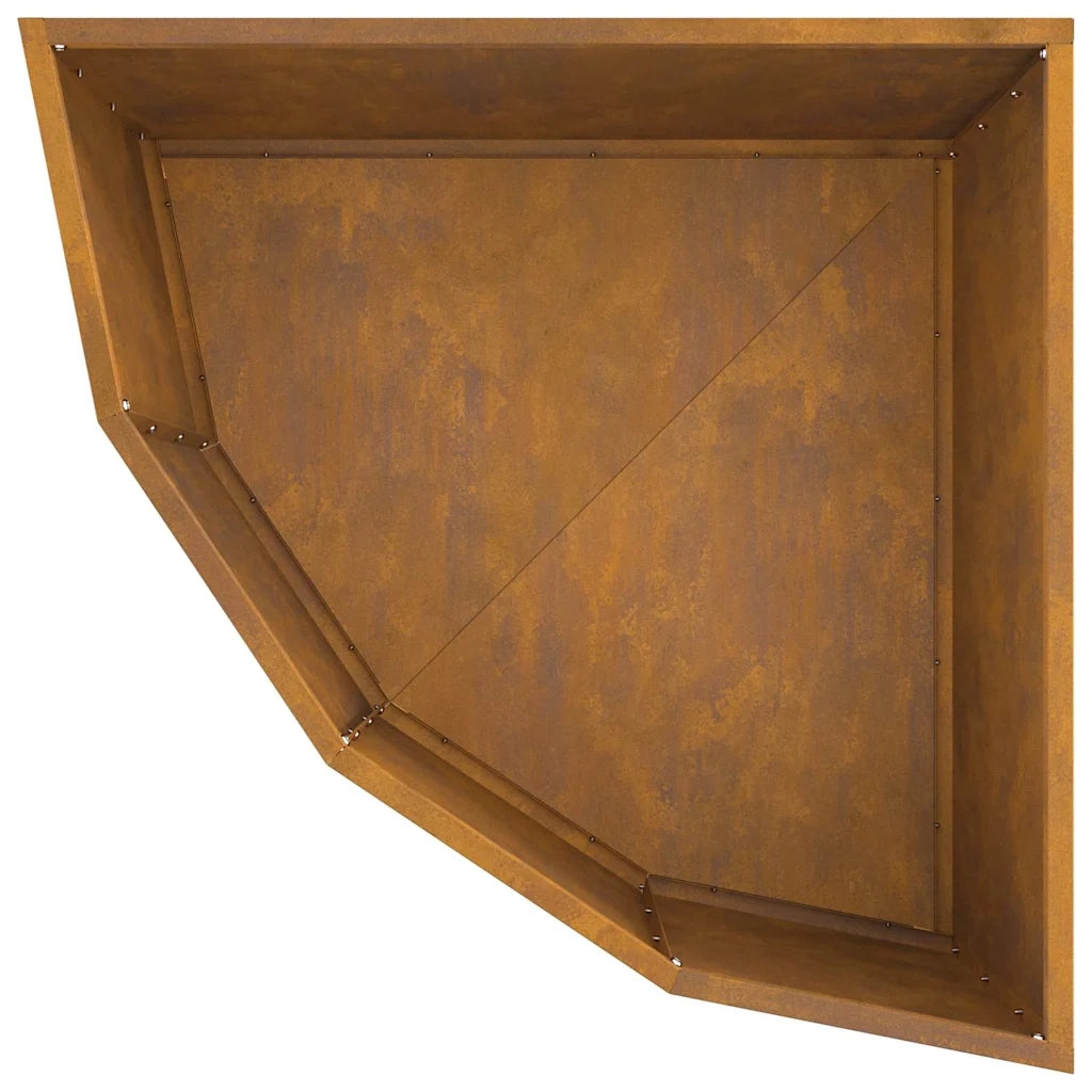 Vaso d'angolo-Fioriera-Contenitore per Piante Ruggine 60 x 60 x 35 cm acciaio corten