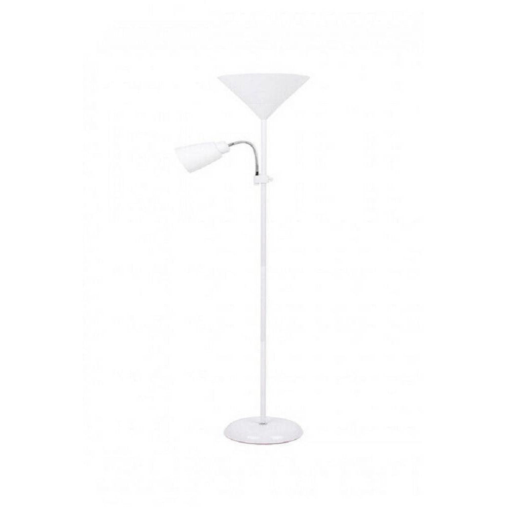 Trade Shop - Lampada Piantana Da Terra 180cm 2 Bracci Paralume Luce Orientabile Casa Ufficio -