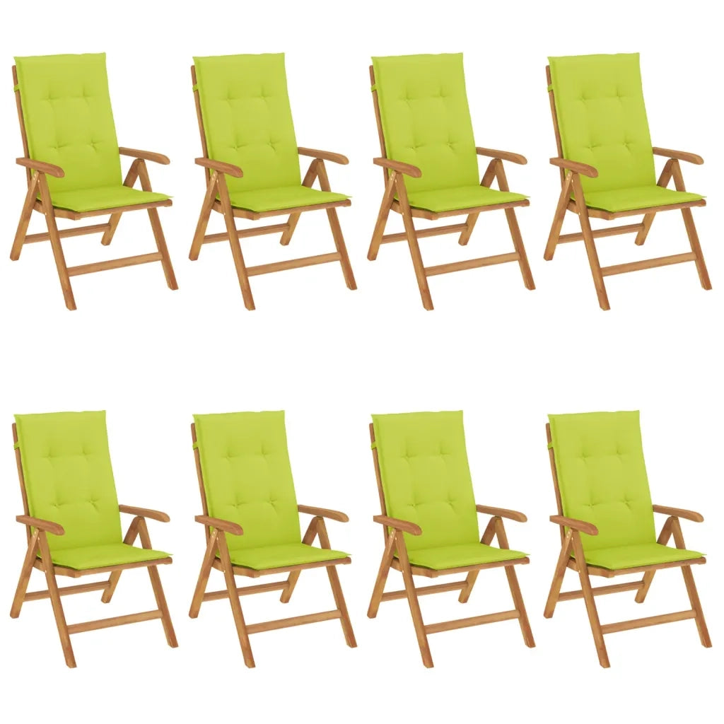Sedie da Giardino Reclinabili con Cuscini 8 pz in Legno di Teak 3196534