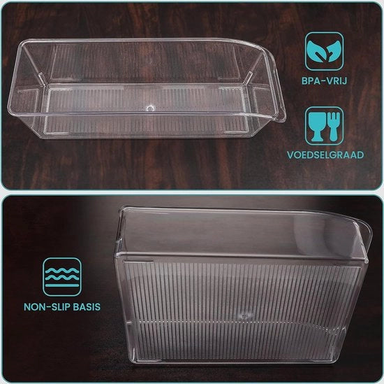 Organizzatori per Frigorifero, Scatole Organizzative per Frigorifero in Vetro, per la Conservazione in Cucina, Bicocina, Lavanderia, Bagno, 6 Pack