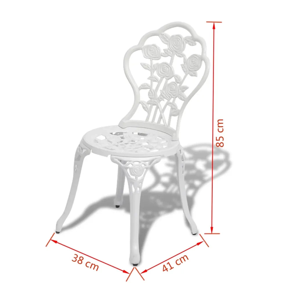 Set da Bistrot 3 pz | Set Salotto da Giardino in Alluminio Pressofuso Bianco