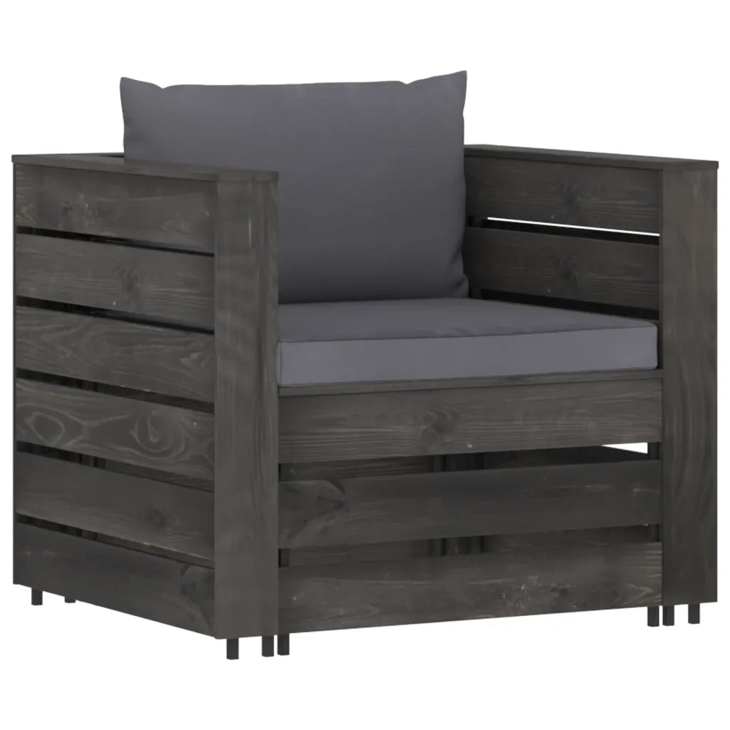 Set Divani da Giardino con Cuscini 2 pz Legno Impregnato Grigio cod mxl 43845