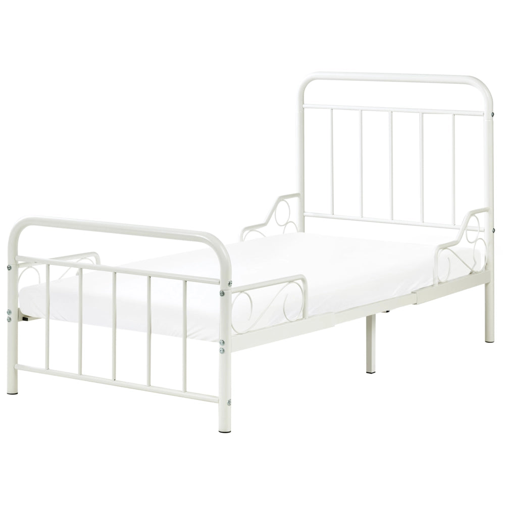 Letto estensibile in ferro per bambini 90 x 130/160/200 cm con rete a doghe bianco sporco stile moderno