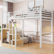 Letto a castello bianco con scala di sicurezza 90x200 cm in metallo