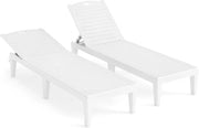 Set di 2 sedie a sdraio da giardino in PP con schienale reclinabile a 5 livelli, bagno da sole, carico 160 kg, per balcone, terrazza, picina, 156 x 55 x 83 cm (bianco)