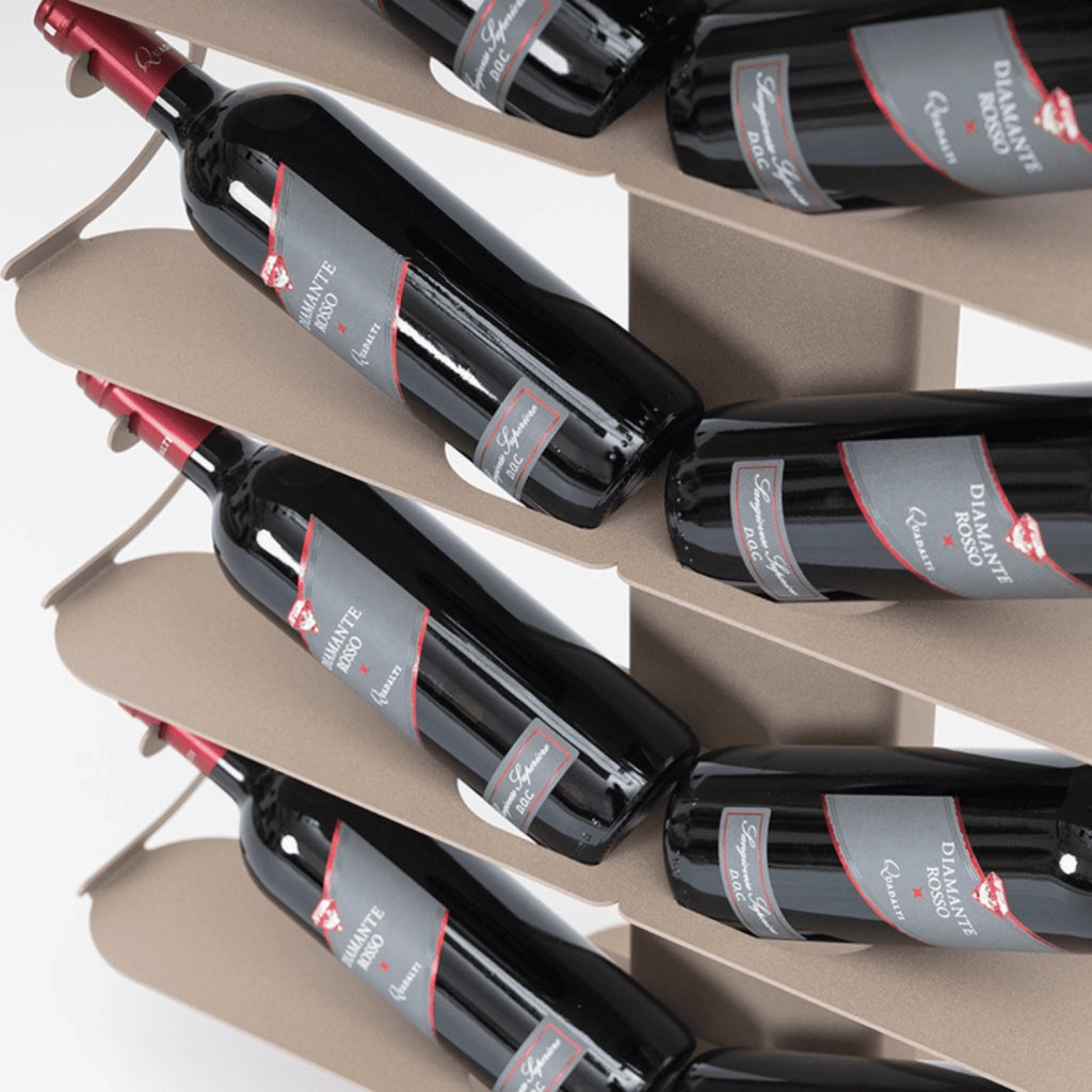 ALUBOX VIRGO Porta Vino Da Terra A Colonna Autoportante Illuminato 167X60X30 Cm Portabottiglie Vino Da Terra In Alluminio Con 10 Mensole Doppie In Lamiera Zincata Capacità 20 Bottiglie