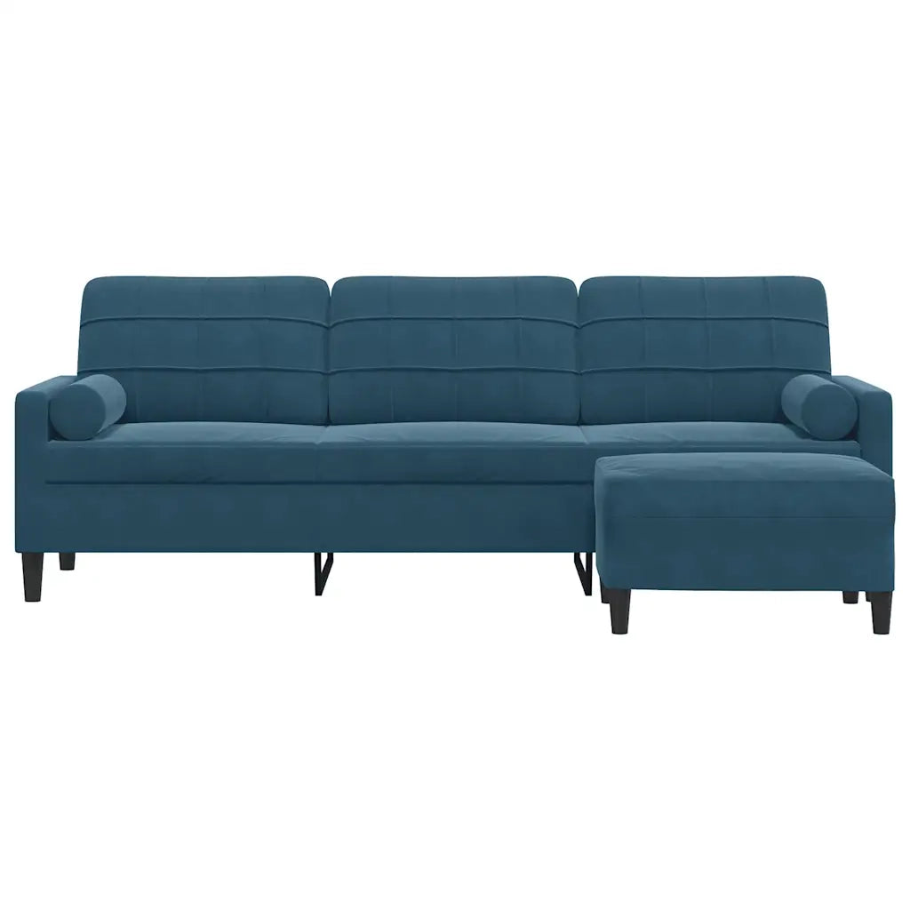 vidaXL Divano a 3 Posti con Poggiapiedi Blu 210cm in Velluto