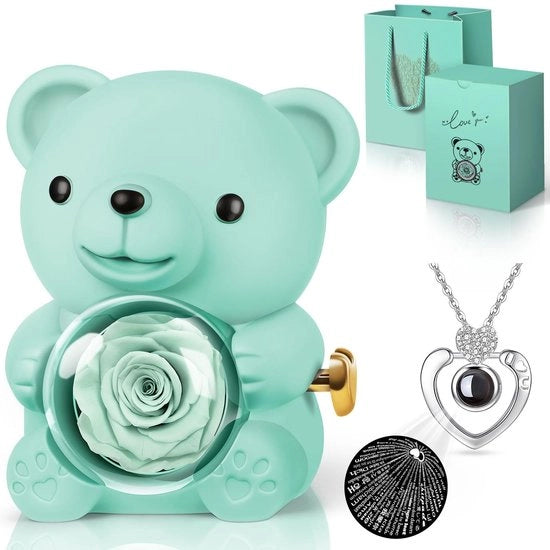 Scatola di regalo per l'amore eterno - Collana "Ti amo" - Fiori - Regalo per donna - Dono simbolico - Set di regali