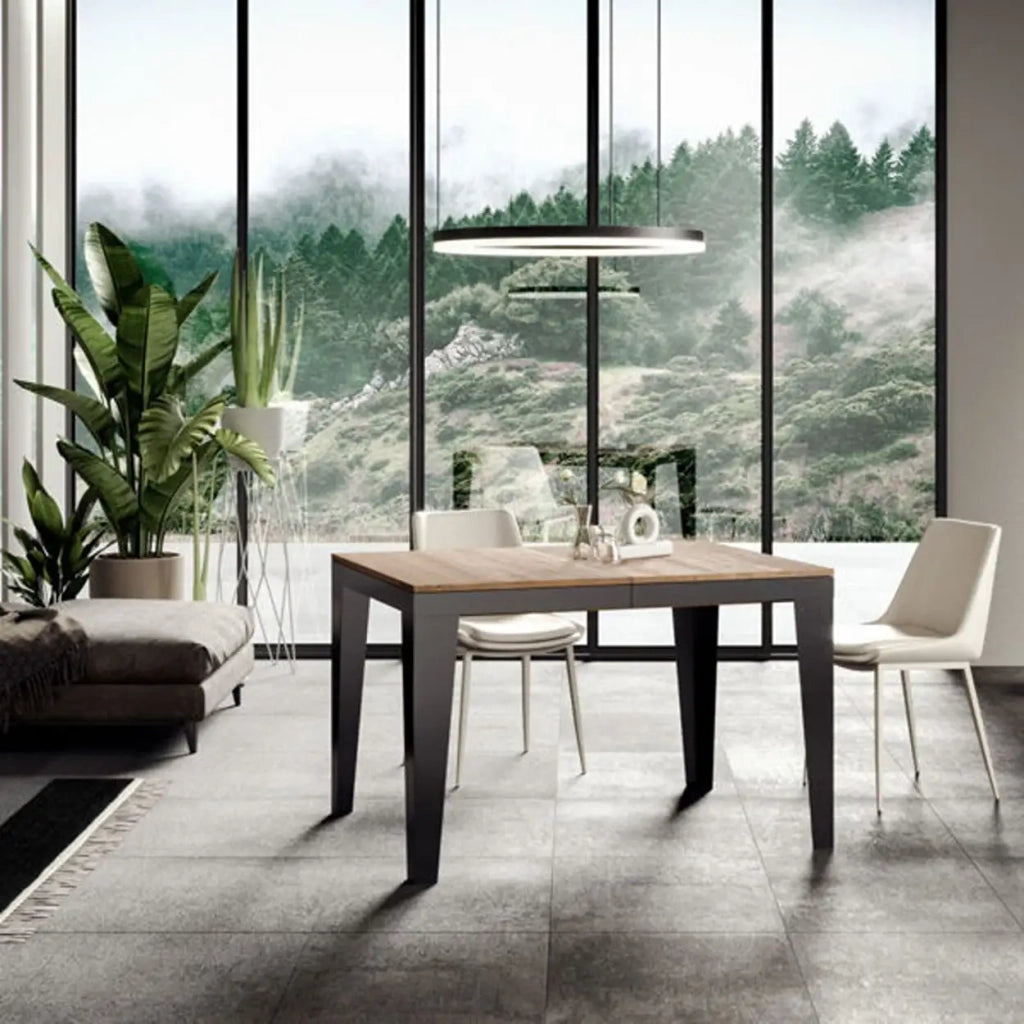 Tavolo allungabile 120/224x90 cm Flame Evolution colore quercia natura telaio e gambe antracite