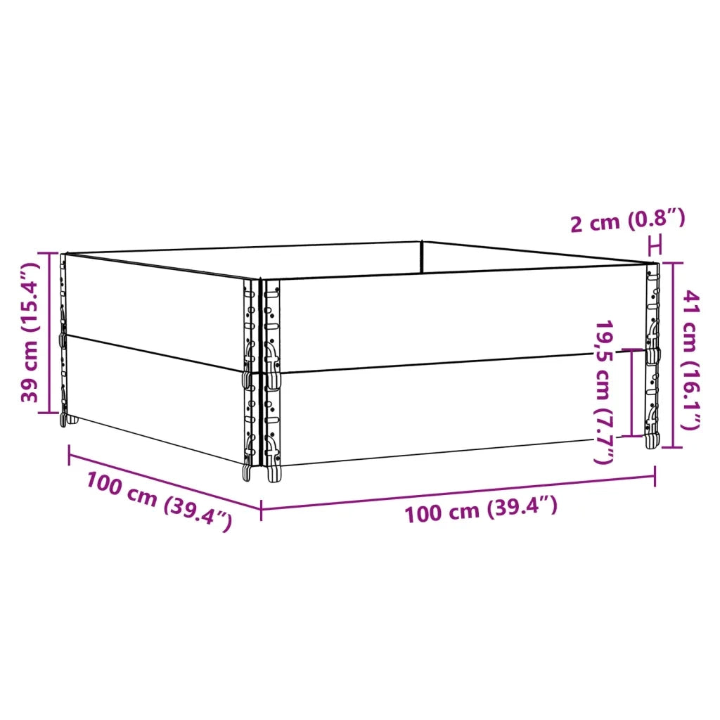 vidaXL Paretali per Pallet 2pz Grigi 100x100cm Legno Massello di Pino