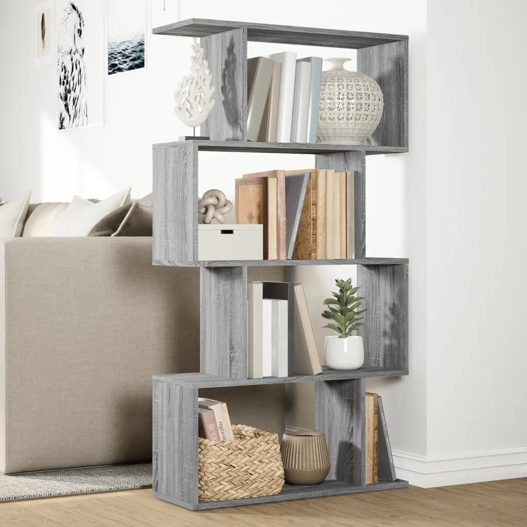 Libreria 4 Ripiani Grigio Sonoma 70x24x129 cm in Truciolato 858107
