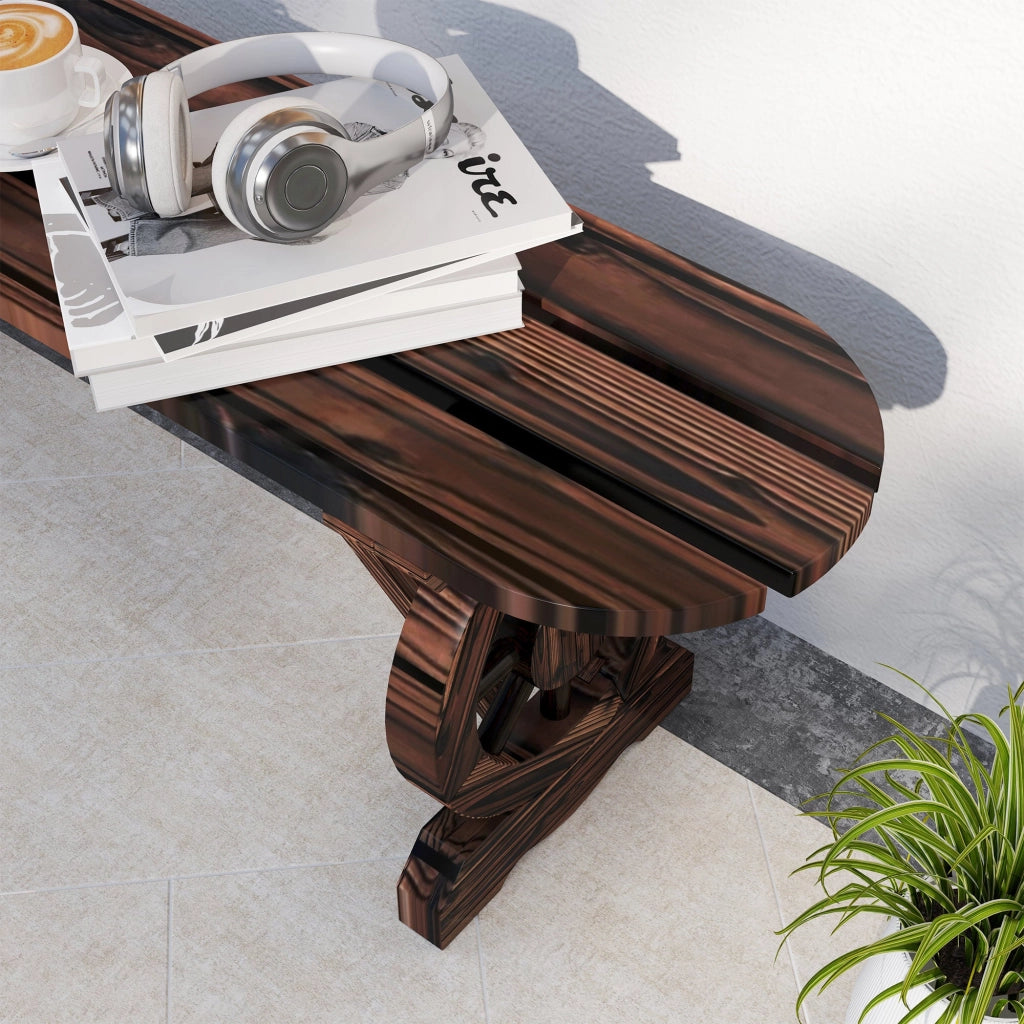 Panchina da Giardino 120x29x39 cm con Gambe a Ruota di Carro e Seduta a Doghe Marrone