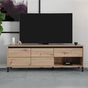 Corciano, Mobile Porta tv un Cassetto, 151x40x52h cm Marrone Rovere Nodi