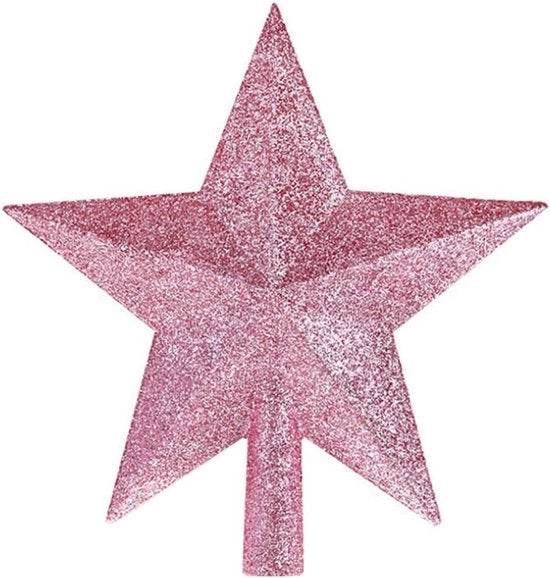 Decorazione per Albero di Natale con Topper a Fiocchi di Neve Rosa 15 CM