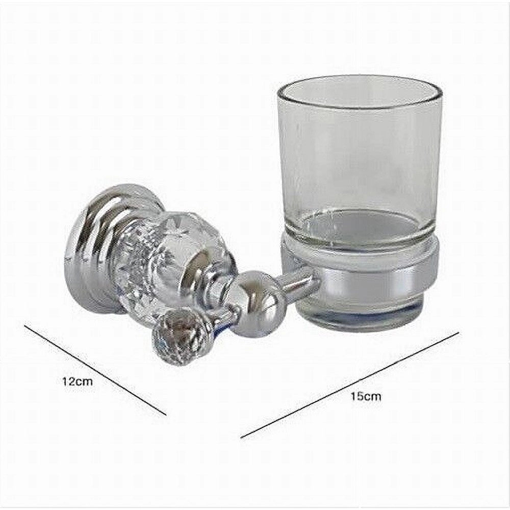 Trade Shop - Porta Spazzolini Dentifricio Con Bicchiere In Vetro A Parete Bagno Crystal 52822 -