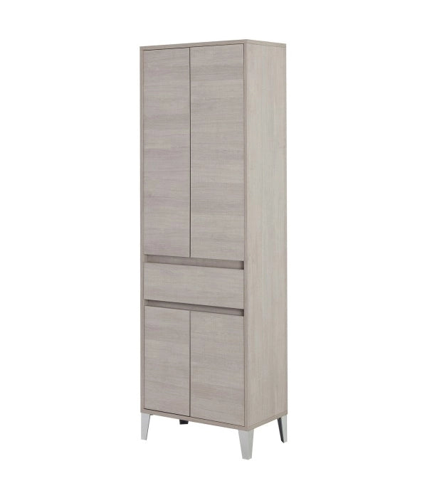 Mobile Bagno Colonna Portasciugamani in Legno Bianco Rovere 4 Ante 1 Cassetto Colore: Rovere