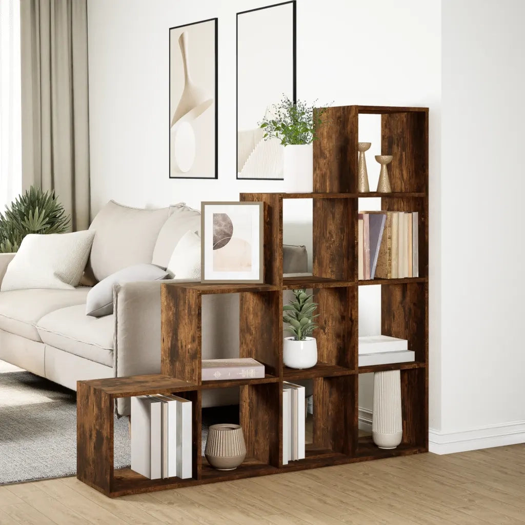 Libreria 4 Ripiani Rovere Fumo 131,5x29x131,5 cm in Truciolato 857971