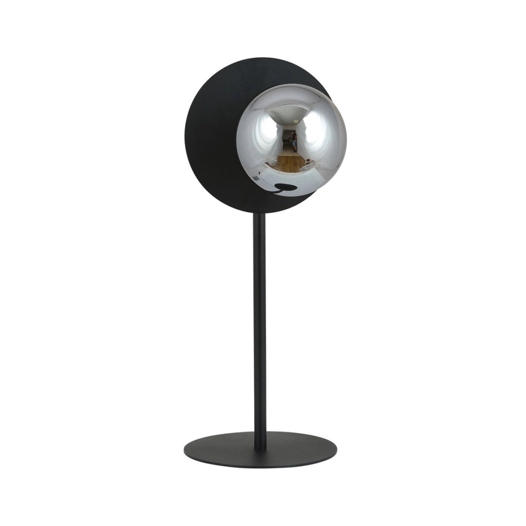 Lampada da tavolo Oslo in acciaio nero opaco e vetro grafite