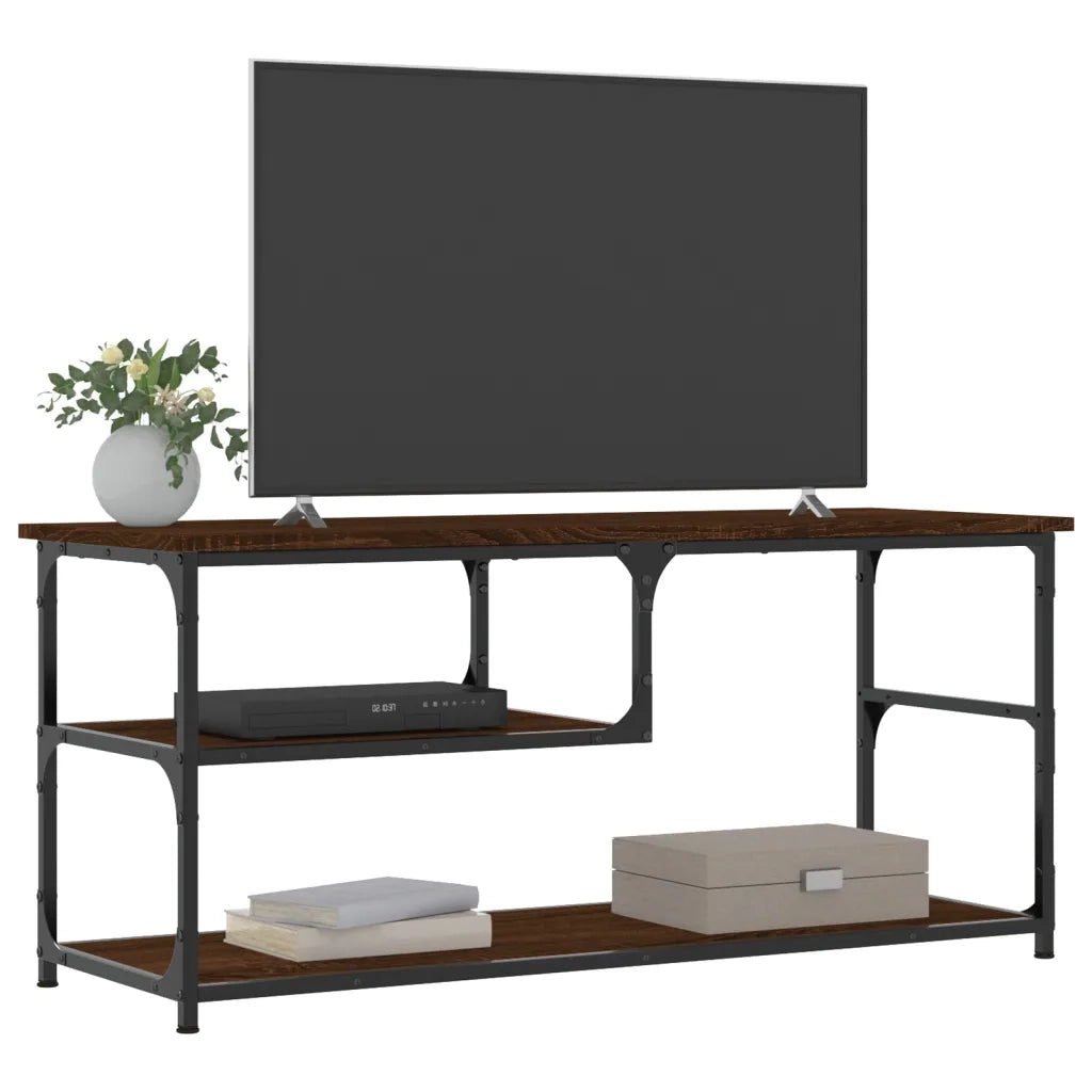 Mobile TV Rovere Marrone 103x38x46,5 Legno Multistrato Acciaio 831827