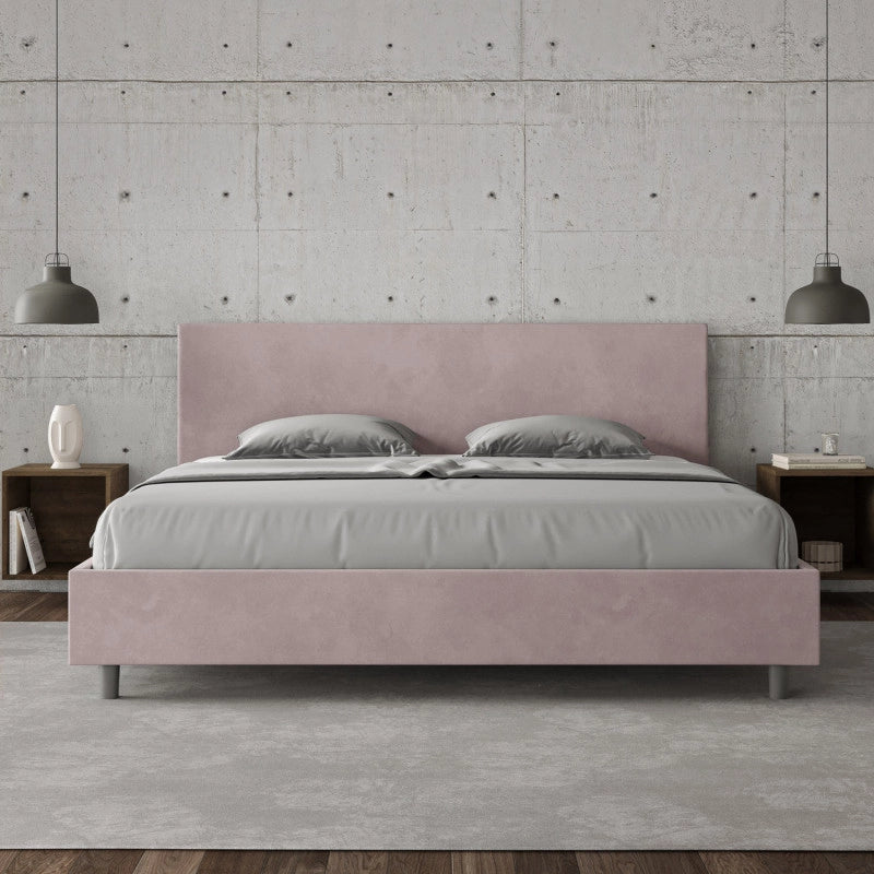 Letto imbottito Matrimoniale 190x210 cm Adele - Senza rete,Glicine,Microfibra