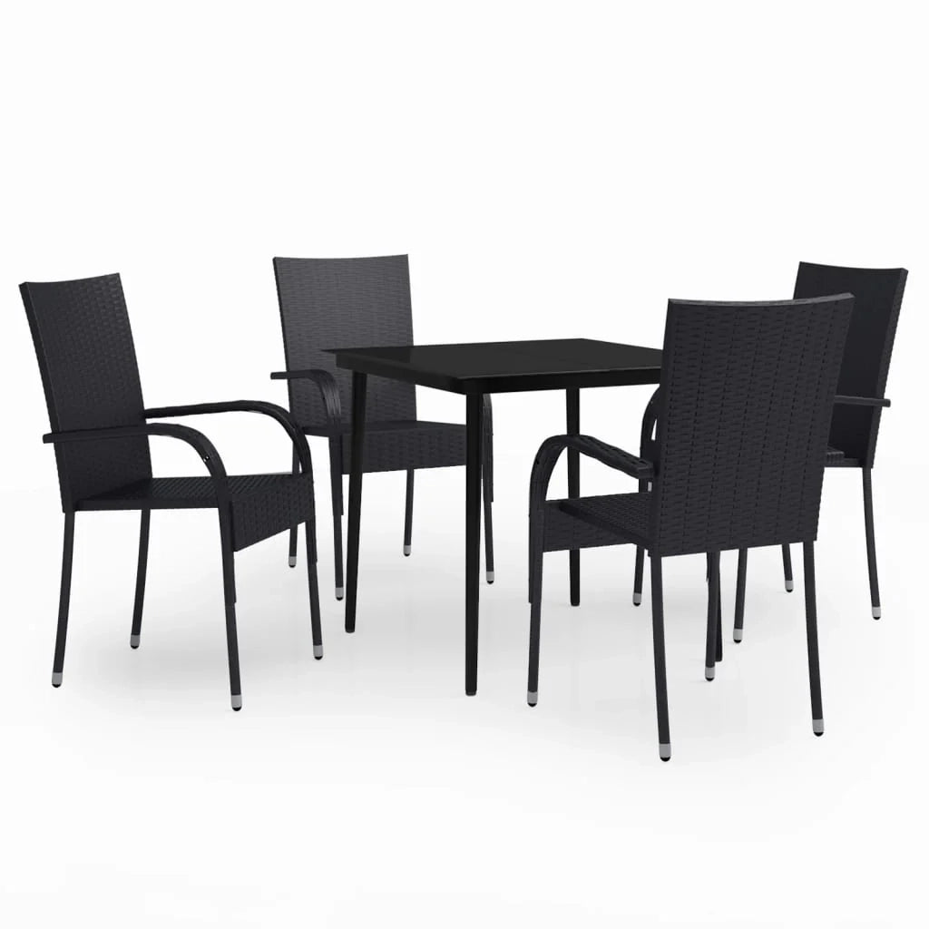 Set da pranzo da giardino nero da 5 pezzi 02_0013844