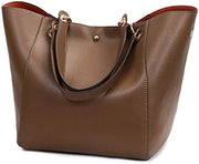 Borsa da Spesa Donna in Pelle Finta Marrone - Impermeabile e Spaziosa