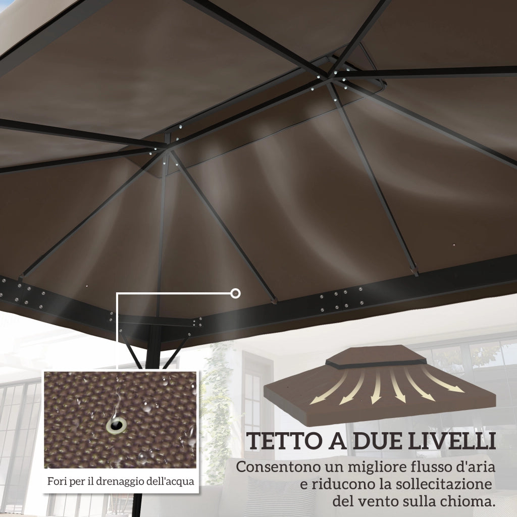 Copertura per Gazebo da Giardino 3x4 m ¨C zephmum ¨C Tessuto Oxford 600D, Caff¨¨