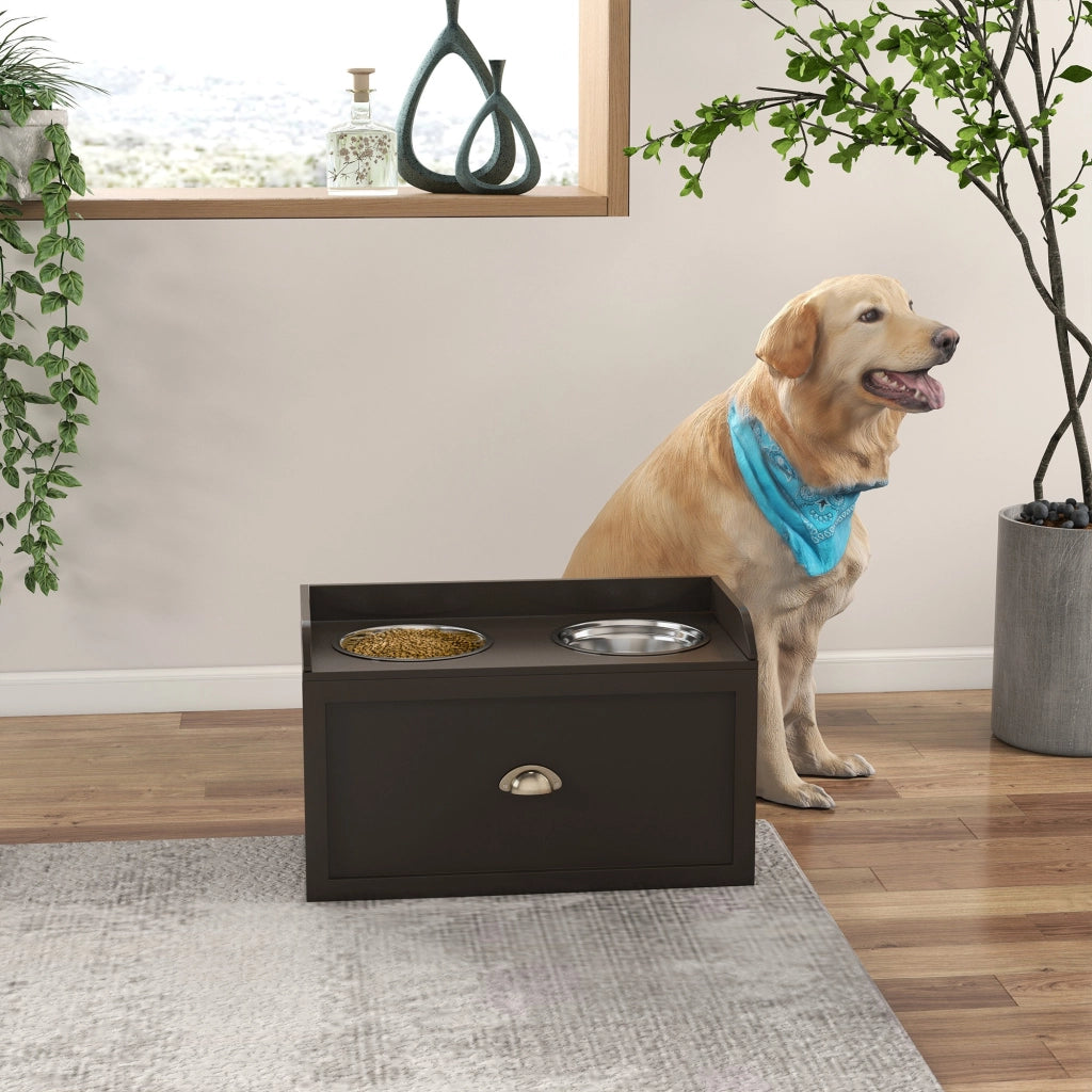 Tavolo da Pranzo Elevato per Cani ¨C zephmum ¨C 63x30x36 cm Marrone