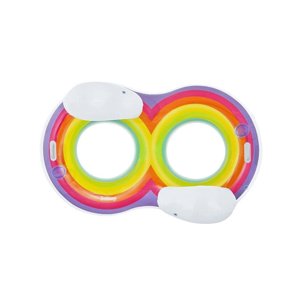 Trade Shop - Poltrona Gonfiabile Doppia Rainbow Dream 186x116 Cm Maniglie Portalattine 43648 -