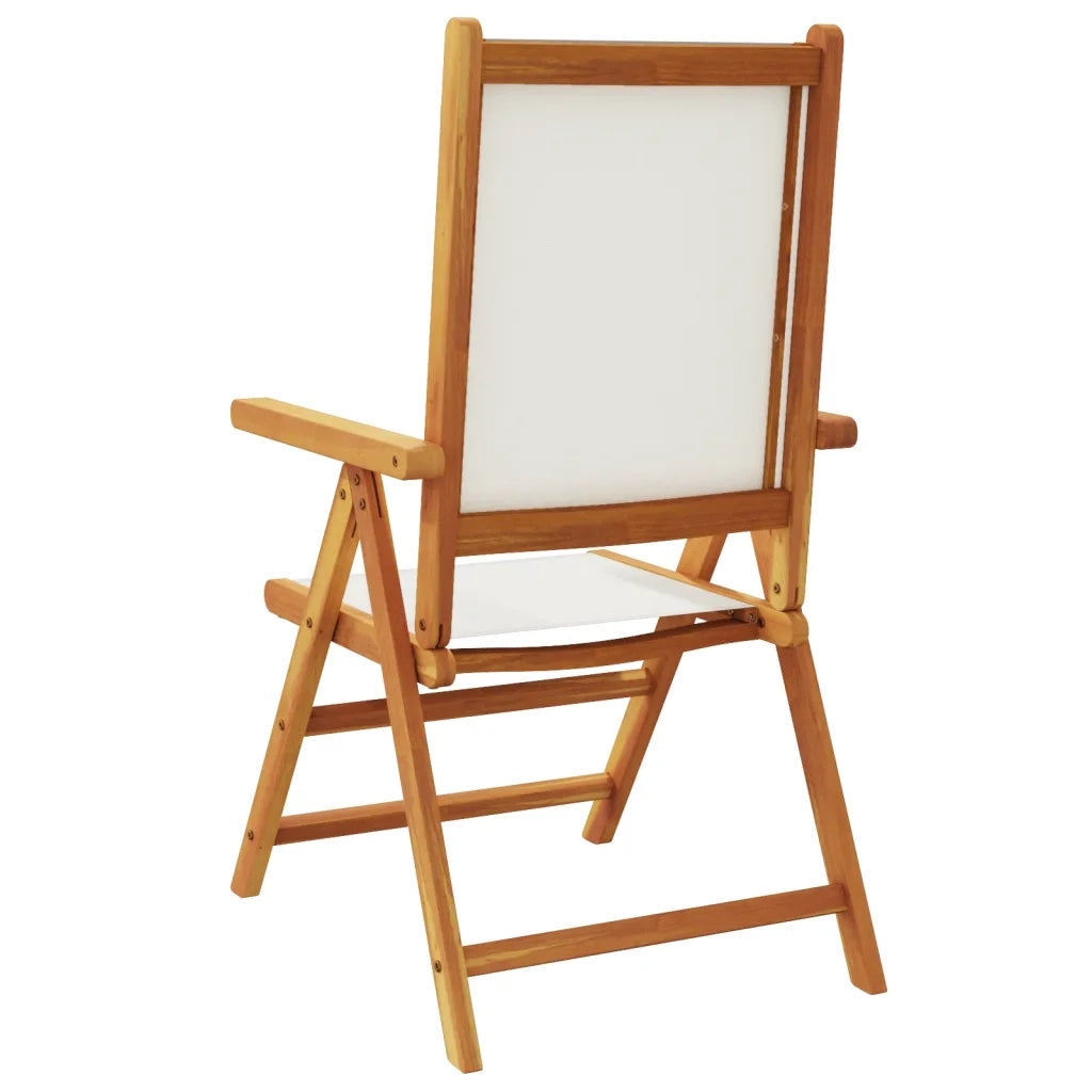 Sedie da Giardino Reclinabili 4 pz | Sedie da Esterno Bianco Crema Tessuto e Legno