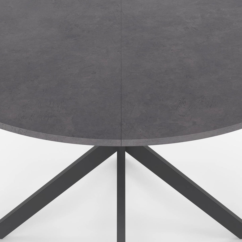 JASPE Tavolo da pranzo rotondo per 6 persone con piano effetto cemento e gamba a ragno grigio antracite 110 cm