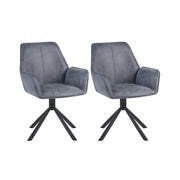 Set di 2 sedie da pranzo girevoli in ecopelle grigio con schienale alto in stile scandinavo