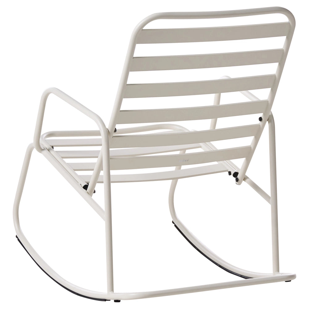 Sedia a dondolo da giardino bianco sporco alluminio a doghe Design moderno per esterni