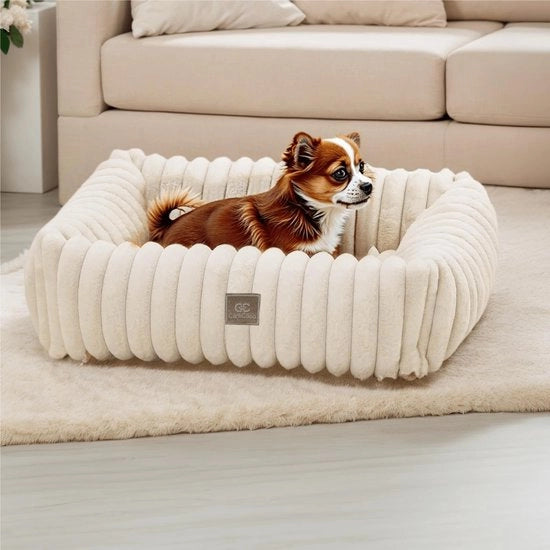 Letto per Piccoli Cani, Lavabile e Rimovibile, Rettilineo, Antiscivolo e Comodo, Culla per Cani, Cuscino per Cuccioli, Bianco, S (50 x 48 x 15 cm)