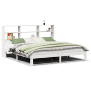 Letto matrimoniale | Letto per adulti | Giroletto con Libreria senza Materasso 180x200 cm in Legno Pino