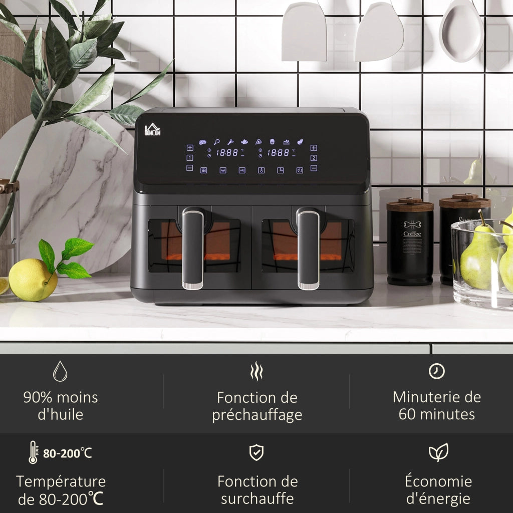Friggitrice ad aria senza olio 8L 2500W 8 programmi ¨C Zephmum ¨C Nero