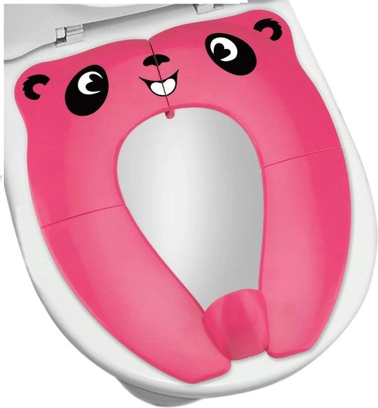 Toiletbrille per bambini, toiletbrille pieghevole per bambini, per viaggi, gabinetto, visiere per viaggio portatile per bambini piccoli, gabinetto con tasca di stivaggio (rosa)