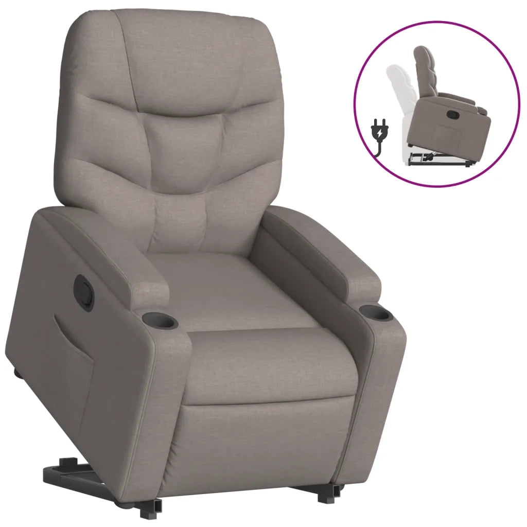 Poltrona Alzapersona Reclinabile Tortora in Tessuto 3204604