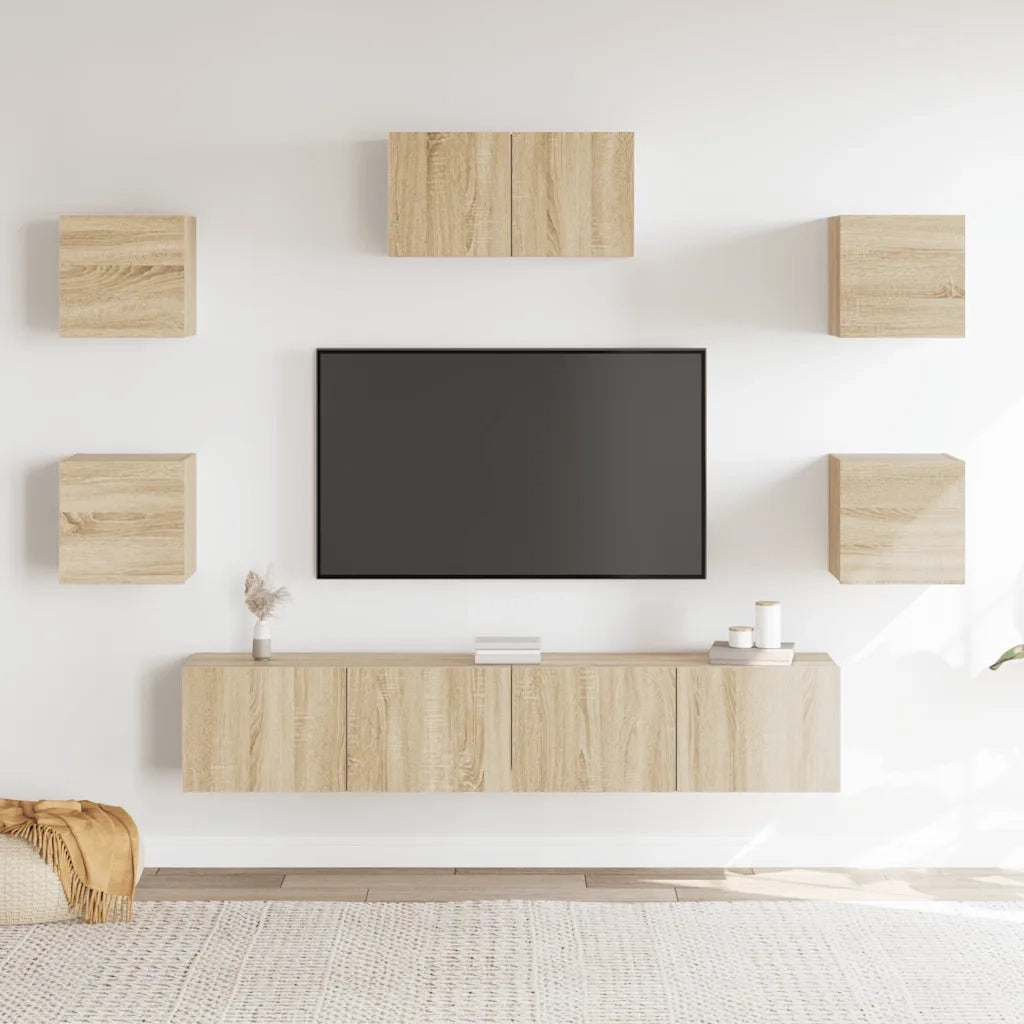 Set di Mobili TV 7 pz-Credenza per TV Rovere Sonoma in Legno Multistrato