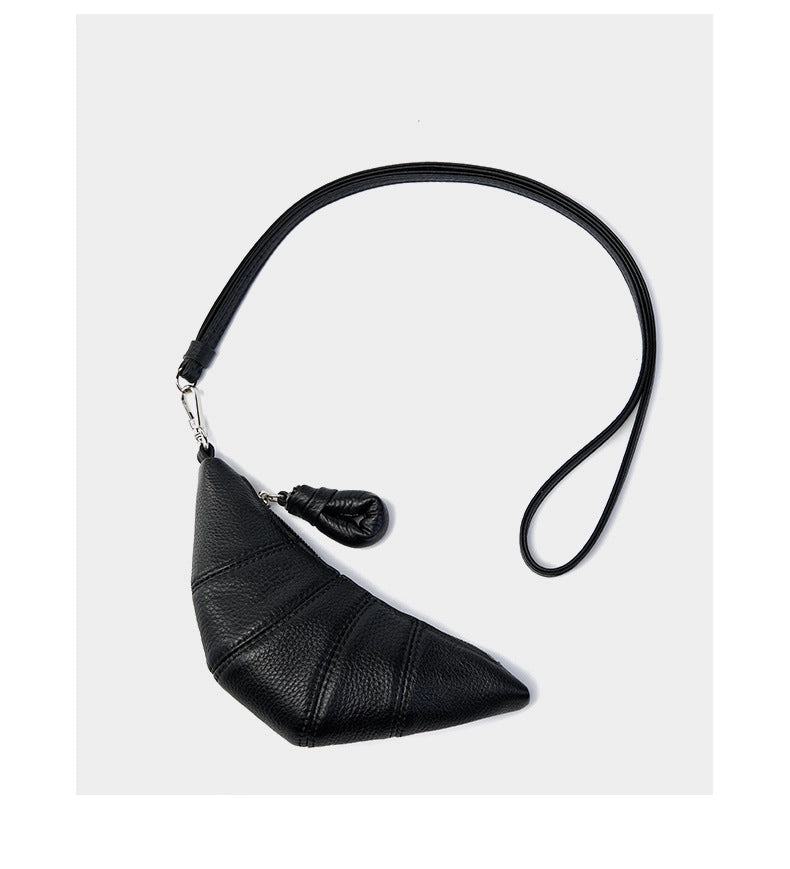 Borsa a tracolla in vera pelle da donna, colore nero.