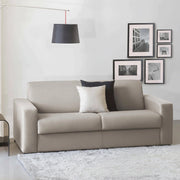 Divano Letto Andymion, Divano a 2 posti Large, Made in Italy, SofÒ  Soggiorno con apertura girevole, in tessuto imbottito, con Braccioli standard, cm 200x95h90, Tortora