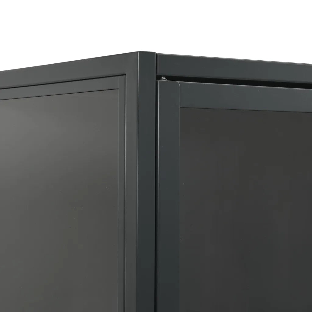 Credenza Alta Antracite 80x35x135 cm Acciaio e Vetro Temperato cod mxl 49191