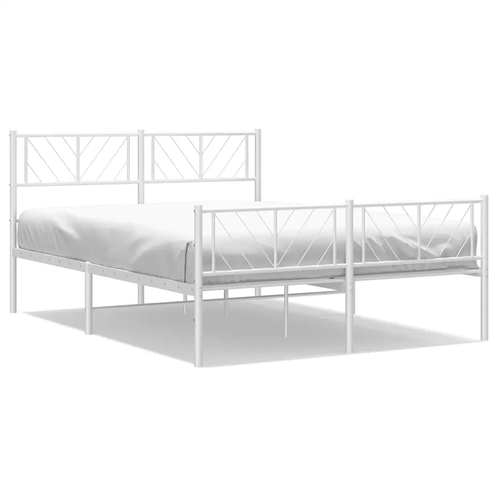 Giroletto con Testiera e Pediera Metallo Bianco 135x190 cm 372245