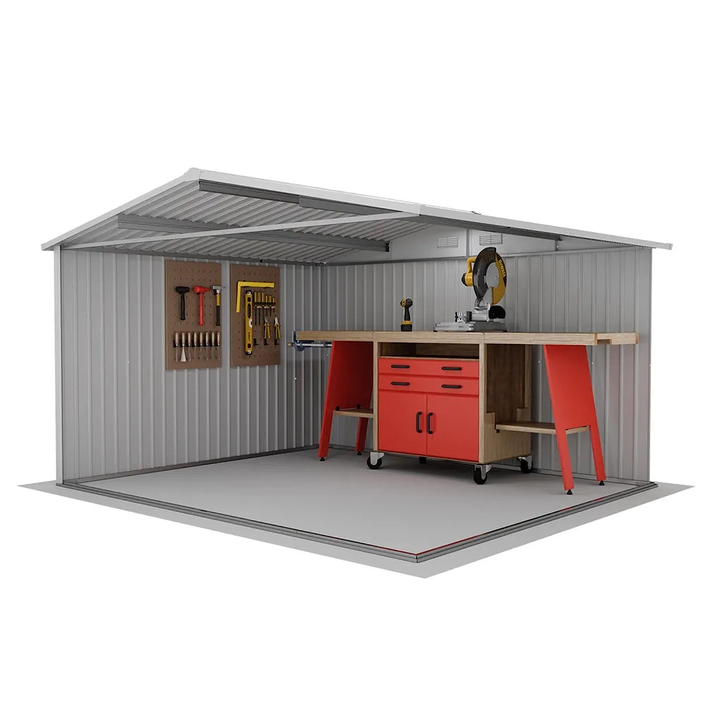 Casetta da giardino in acciaio zincato verde 3,21x2,77xh2,17 m - 129kg - 8,9 metri quadri
