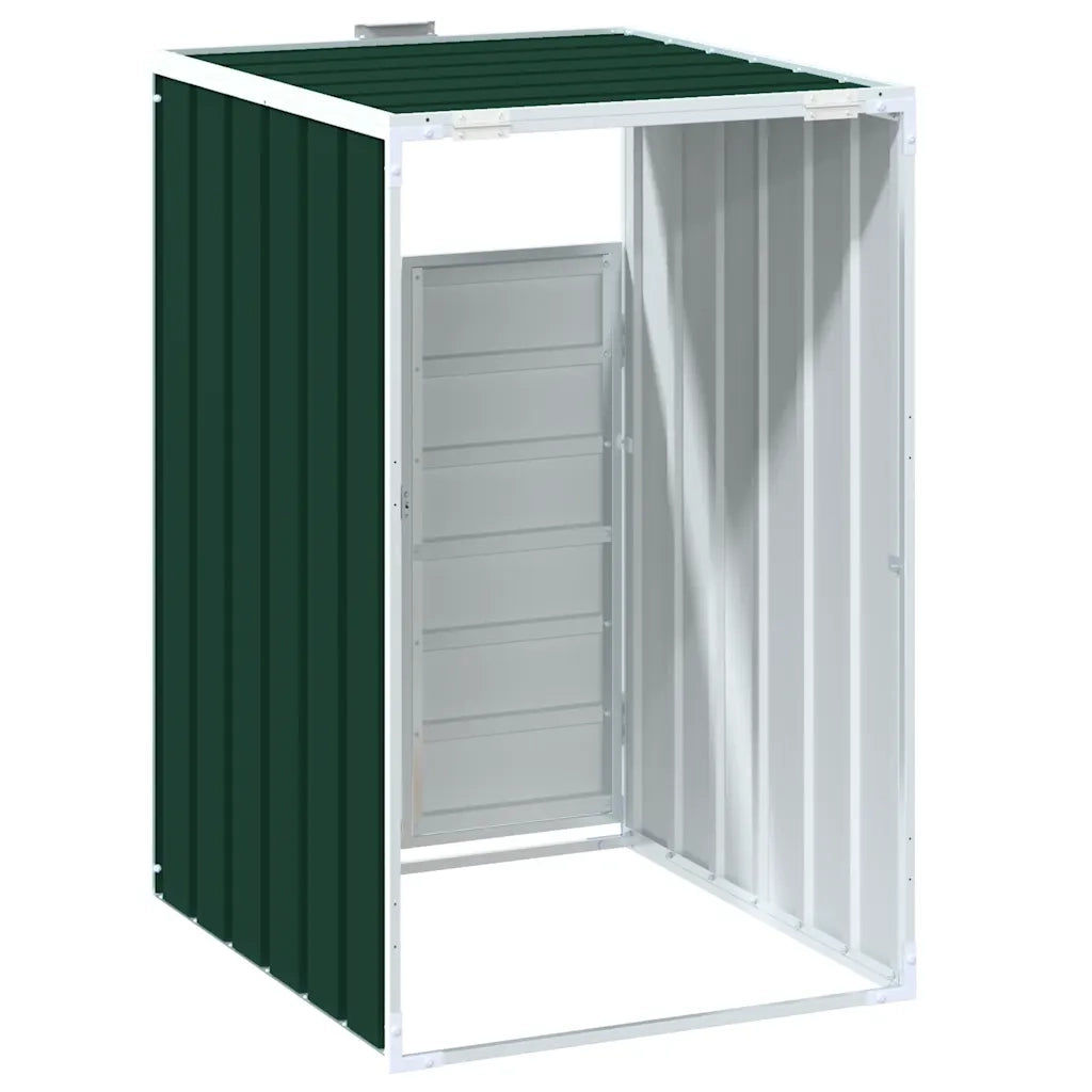 Copribidone con Ruote Bidone Singolo Verde 72x81x115cm Acciaio 4006171