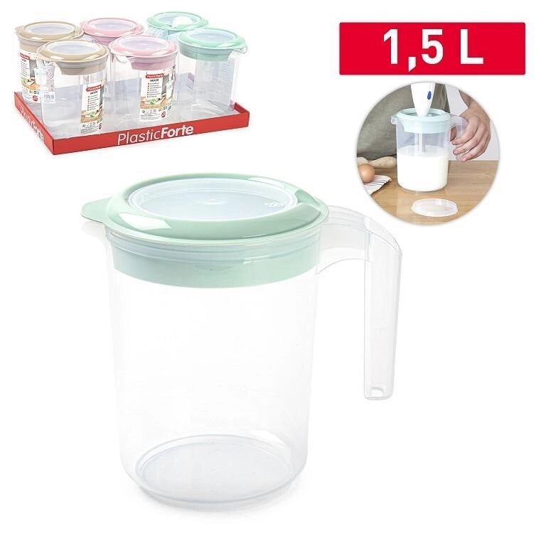 1 Pezzo Caraffa Brocca in Plastica Mixer con Coperchio 1,5 Litri 3 Colori