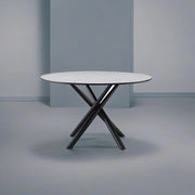 Tavolo rotondo Logan piano cemento e gambe nere 120x120x76.5H