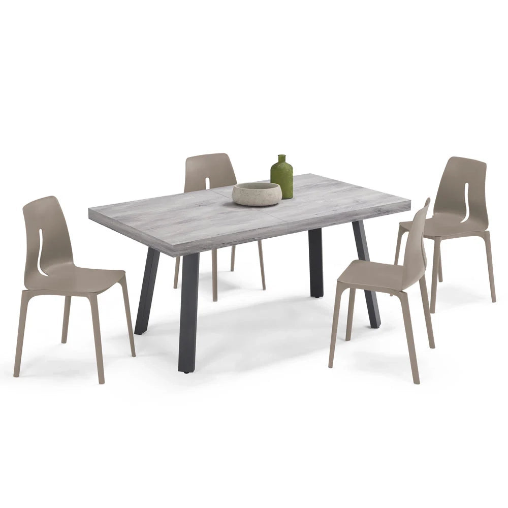 Tavolo allungabile da pranzo Cemento 145x85 modello MIRO’ fino a 195 CM per sala da pranzo, cucina e soggiorno, design moderno con top in melaminico