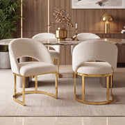 SEDIE DA PRANZO Set da 4 pezzi 59x56x80 cm Bouclé Beige e Oro